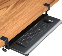 BONTEC KEYBOARD TRAY UNDER DESK, PULL OUT KEYBOARD & MOUSE TRAY WITH C-CLAMP