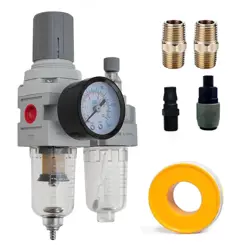 AIR COMPRESSOR FILTER REGULATOR COMBO 1/4 INCH, WATER SEPARATOR, 0-150 PSI