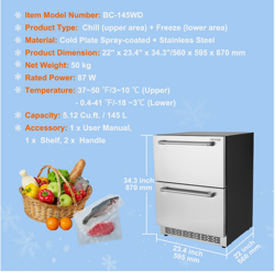 REFRIGERATOR BUILT-IN FREEZER