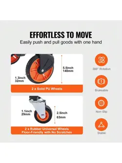 VEVOR ALUMINUM FOLDING HAND TRUCK, 2 IN 1 DESIGN 300 LBS CAPACITY HEAVY DUTY