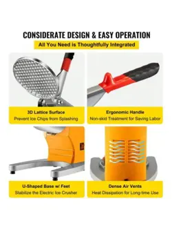 VEVOR 110V ELECTRIC ICE SHAVER CRUSHER,300W 1450 RPM SNOW CONE MAKER MACHINE