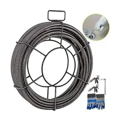 MOPHORN DRAIN CLEANING CABLE 50 FEET X 3/8 INCH SOLID CORE CABLE SEWER CABLE ...