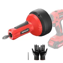 DRAIN AUGER, PLUMBING SNAKE WITH GLOVES, 3/4