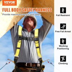 VEVOR SAFETY HARNESS,FULL BODY HARNESS,SAFETY HARNESS FALL PROTECTION WITH ADDED