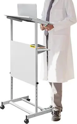 VEVOR STAND UP LECTERN HEIGHT PORTABLE PULPIT PODIUM 4 ROLLING CASTERS