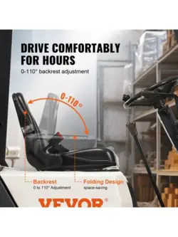 VEVOR UNIVERSAL FORKLIFT SEAT, FOLD DOWN TRACTOR SEAT WITH ADJUSTABLE ANGLE