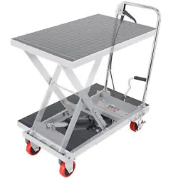 VEVOR HYDRAULIC LIFT TABLE CART 500 LBS MANUAL SCISSOR LIFT TABLE 28.5