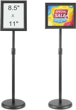PEDESTAL SIGN HOLDER, 8.5 X 11 INCH VERTICAL AND HORIZONTAL ADJUSTABLE POSTER ST