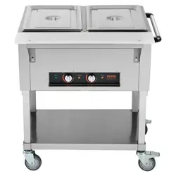 VEVOR 2-PAN COMMERCIAL FOOD WARMER, 2 X 20.6QT ELECTRIC STEAM TABLE, 1000W PRO