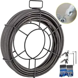 VEVOR DRAIN CLEANING CABLE 75 FEET X 3/8 INCH SOLID CORE CABLE SEWER CABLE DRAIN