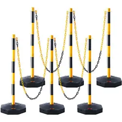 VEVOR 6PCS TRAFFIC DELINEATOR POST CONES WITH FILLABLE BASE 8FT CHAIN ADJUSTABLE