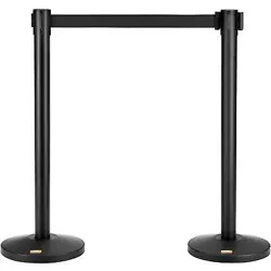 VEVOR CROWD CONTROL STANCHIONS 2-PACK CARBON STEEL BARRIERS WITH 11FT BLACK BELT