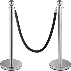 VEVOR CROWD CONTROL STANCHION, SET OF 2 PIECES STANCHION, STANCHION SET WITH 5