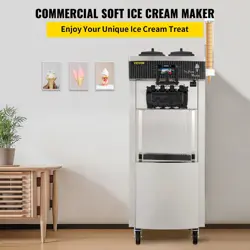 VEVOR SOFT SERVE ICE CREAM MACHINE COMMERCIAL YOGURT MAKER 2200W 20-28L 3FLAVOR