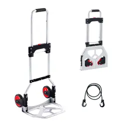 FOLDING HAND TRUCK ALUMINUM LUGGAGE TROLLEY CART DOLLY 176 LBS LOAD, BUNGEE CORD