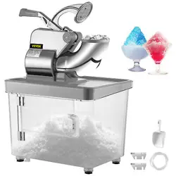 SNOW CONE MACHINE COMMERCIAL, SNOW CONE MACHINE 300 KG/H SNOW CONE MAKER, SILVER