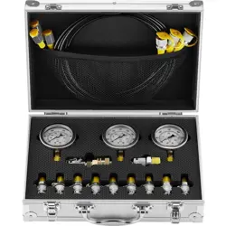 EXCAVATOR TRACTORS HYDRAULIC PRESSURE TEST KIT 3 GAUGES 11TEST COUPLINGS 3 HOSES