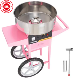 ELECTRIC COTTON CANDY MACHINE WITH CART 1000 W COMMERCIAL FLOSS MAKER WITH BOWL