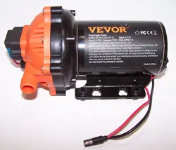 12V DC WATER DIAPHRAGM PUMP - 5.5 GPM FLOW, 70 PSI RATED PRESSURE - SELF PRIMING