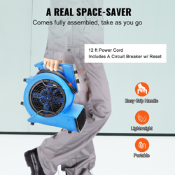 VEVOR FLOOR BLOWER, 1/2 HP, 2600 CFM AIR MOVER FOR DRYING AND COOLING, PORTABLE