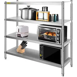VEVOR STAINLESS STEEL KITCHEN SHELF 60X60 IN HEAVY DUTY COMMERCIAL SHELFING RACK