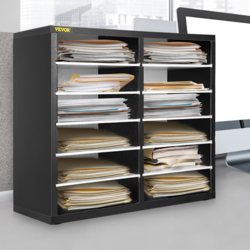 12 COMPARTMENTS WOOD LITERATURE ORGANIZER ADJUSTABLE SHELVES MEDIUM DENSITY