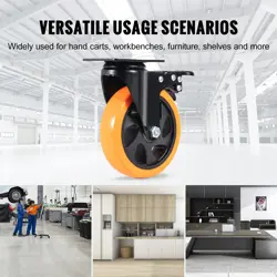 VEVOR CASTER WHEELS, 5-INCH SWIVEL PLATE CASTERS, SET OF 4, WITH SECURITY A/B LO