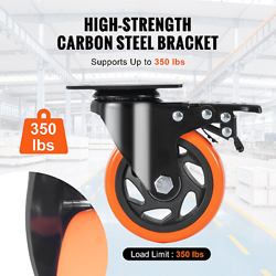 VEVOR CASTER WHEELS, 4-INCH SWIVEL PLATE CASTERS, SET OF 4, WITH SECURITY A/B LO