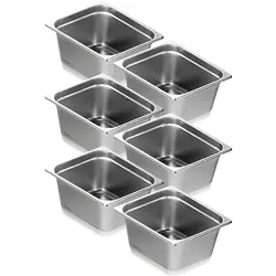 VEVOR 6 PACK 1/2 SIZE HOTEL PANS STEAM TABLE PAN STAINLESS STEEL 6