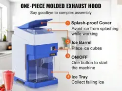 VEVOR COMMERCIAL ICE SHAVER CRUSHER, 265LBS PER HOUR ELECTRIC SNOW CONE MAKER