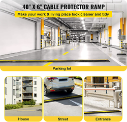 VEVOR CABLE PROTECTOR RAMP, 4 PACKS 1 CHANNEL SPEED BUMP HUMP, HEAVY DUTY RUBBER