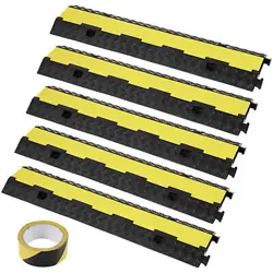 VEVOR 5 PCS CABLE PROTECTOR RAMP 2 CHANNEL 12000 LBS LOAD WIRE CABLE COVER RAMP