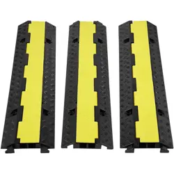 3 PCS 2 CHANNEL RUBBER CABLE PROTECTOR RAMP, 12000 LBS/AXLE CAPACITY