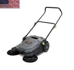 WALK-BEHIND HAND PUSH SWEEPER 25.6 WIDTH FLOOR 5-GALLON WASTE CONTAINER ANGLE &