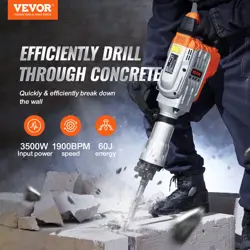 VEVOR 3500W DEMOLITION JACK HAMMER CONCRETE BREAKER ELECTRIC HAMMER2 CHISEL BIT