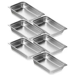 VEVOR 6 PACK FULL SIZE HOTEL PANS STEAM TABLE PAN STAINLESS STEEL 4