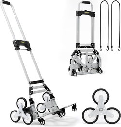 STAIR CLIMBING CART, 220 LBS LOAD CAPACITY, FOLDABLE HAND TRUCK WITH 32.3-45.7 I