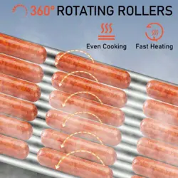 VEVOR HOT DOG ROLLER, 18 HOT DOG CAPACITY 7 ROLLERS, 1050W STAINLESS STEEL COOK