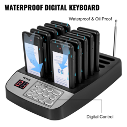 F100 RESTAURANT PAGER SYSTEM - 10 PAGERS, MAX 98 BEEPERS WIRELESS CALLING SYSTEM