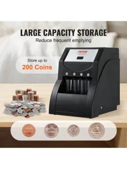 VEVOR USD COIN SORTER, COIN SORTER MACHINE FOR USD COIN,INCLUDED 4 COIN TUBES