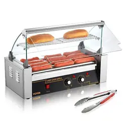 VEVOR HOT DOG ROLLER 5 ROLLERS 12 HOT DOGS CAPACITY, 750W STAINLESS SAUSAGE GR