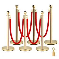 VEVOR VELVET ROPES AND STANCHION POST WITH BALL TOP AND FOUR WAY CONNECTION FOR
