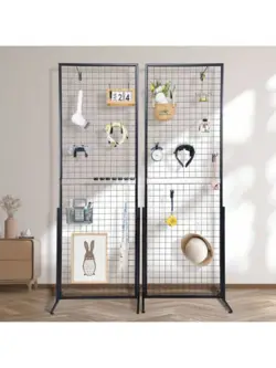 VEVOR 2PCS 2X5.6FT GRID WALL PANELS TOWER, 2 PACKS WIRE GRIDWALL DISPLAY RACKS