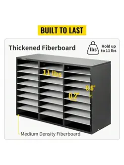 VEVOR 12 & 27 COMPARTMENTS WOOD LITERATURE ORGANIZER, ADJUSTABLE SHELVES