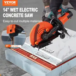 VEVOR 14'' 3200W PORTABLE ELECTRIC CONCRETE SAW W/ WATER PUMP AND BLADE WET/DRY
