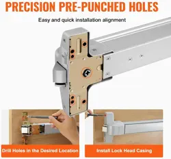 VEVOR PUSH BAR DOOR LOCKS CARBON STEEL PANIC BARS FOR EXIT DOORS EXTERIOR LEVER
