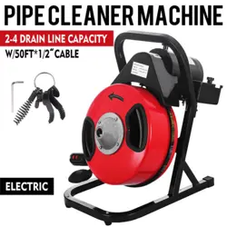 50FTX1/2'' ELECTRIC SEWER SNAKE DRILL DRAIN AUGER CLEANER DRAIN CLEANING MACHINE
