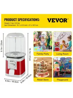 VEVOR GUMBALL MACHINE, 1-INCH CANDY VENDING MACHINE, COMMERCIAL GUMBALL