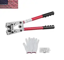 10-1/0AW CABLE LUG CRIMPING TOOL ALUMINUM TERMINAL BATTERY LUG CRIMPER WITH 60PC