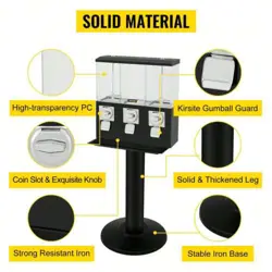 VEVOR TRIPLE HEAD CANDY VENDING MACHINE, 1-INCH GUMBALL VENDING MACHINE